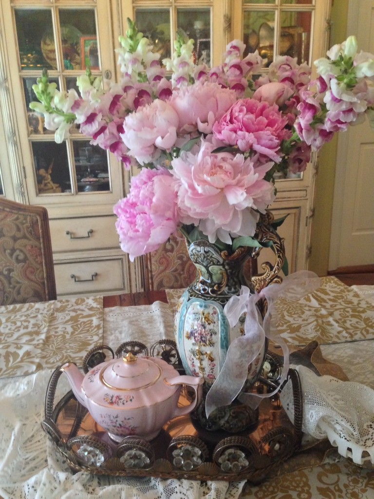 "Decadent Pink Peonies & Snapdragons Looking So Ready For A Ladies Tea Party"