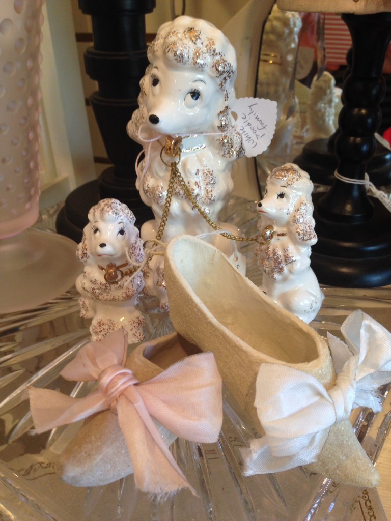 "Precious Vintage Poodle Figurine, How Can You Resist These Cute Pups With Their Mommy!"